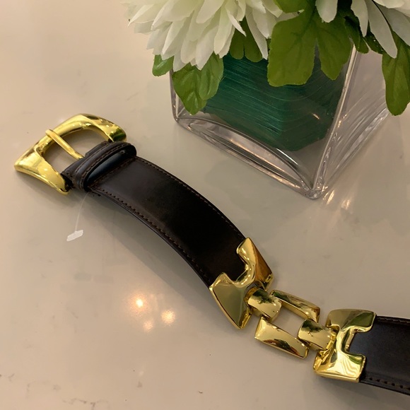 Oltre Designer leather belt with gold buckle NWOT - Picture 1 of 9